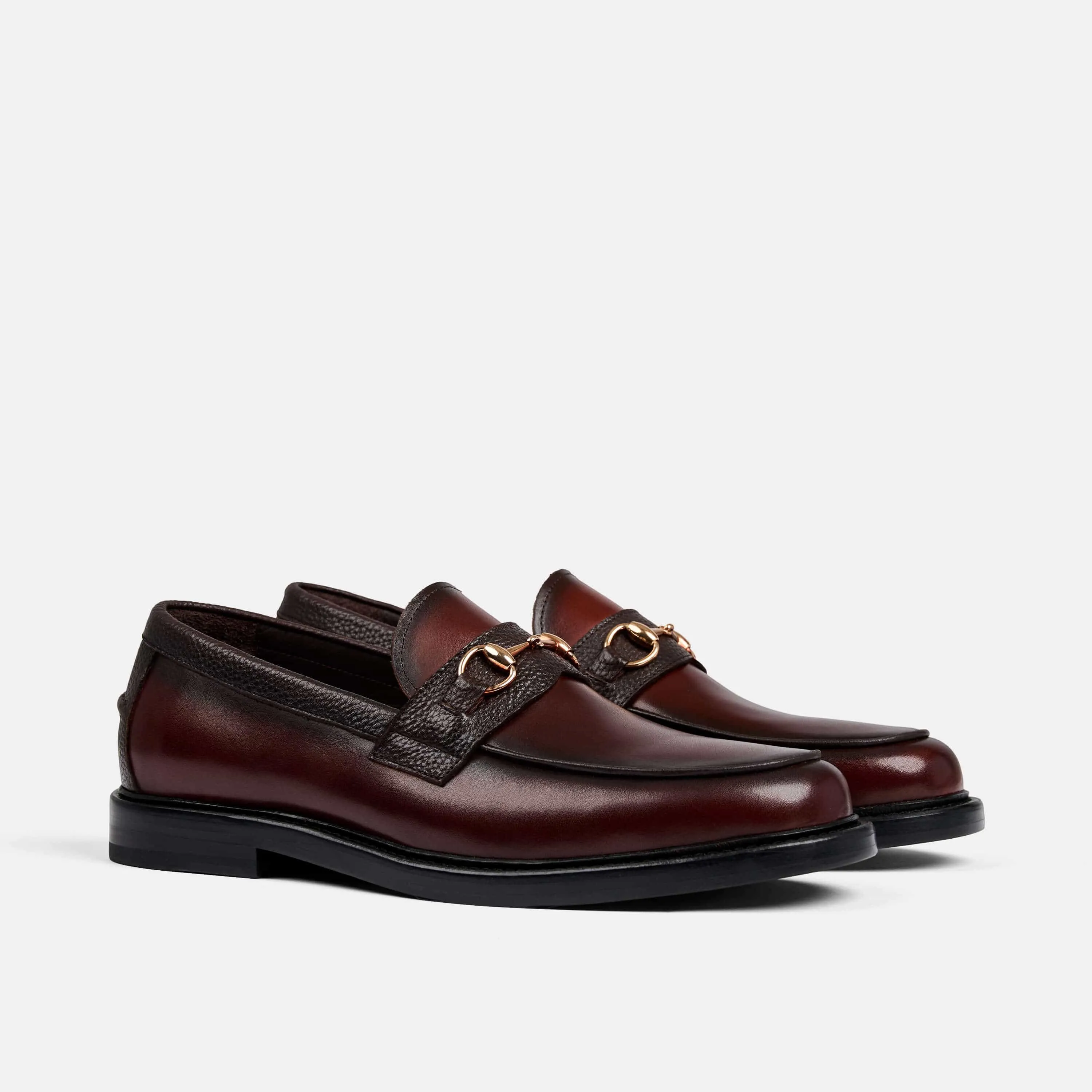 Boardwalk Dark Chili Leather Horse-Bit Loafers