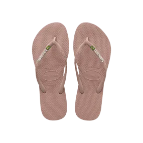 Brasil Logo Slim Flip Flops By Havaianas, Crocus Rose