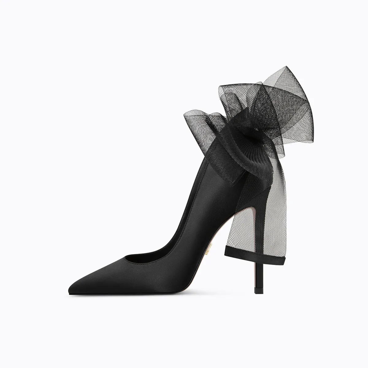 Fab Fei 2022 autumn and winter new pointed-toe silk cloth mesh bow high-heeled shoes- Mari Maxi