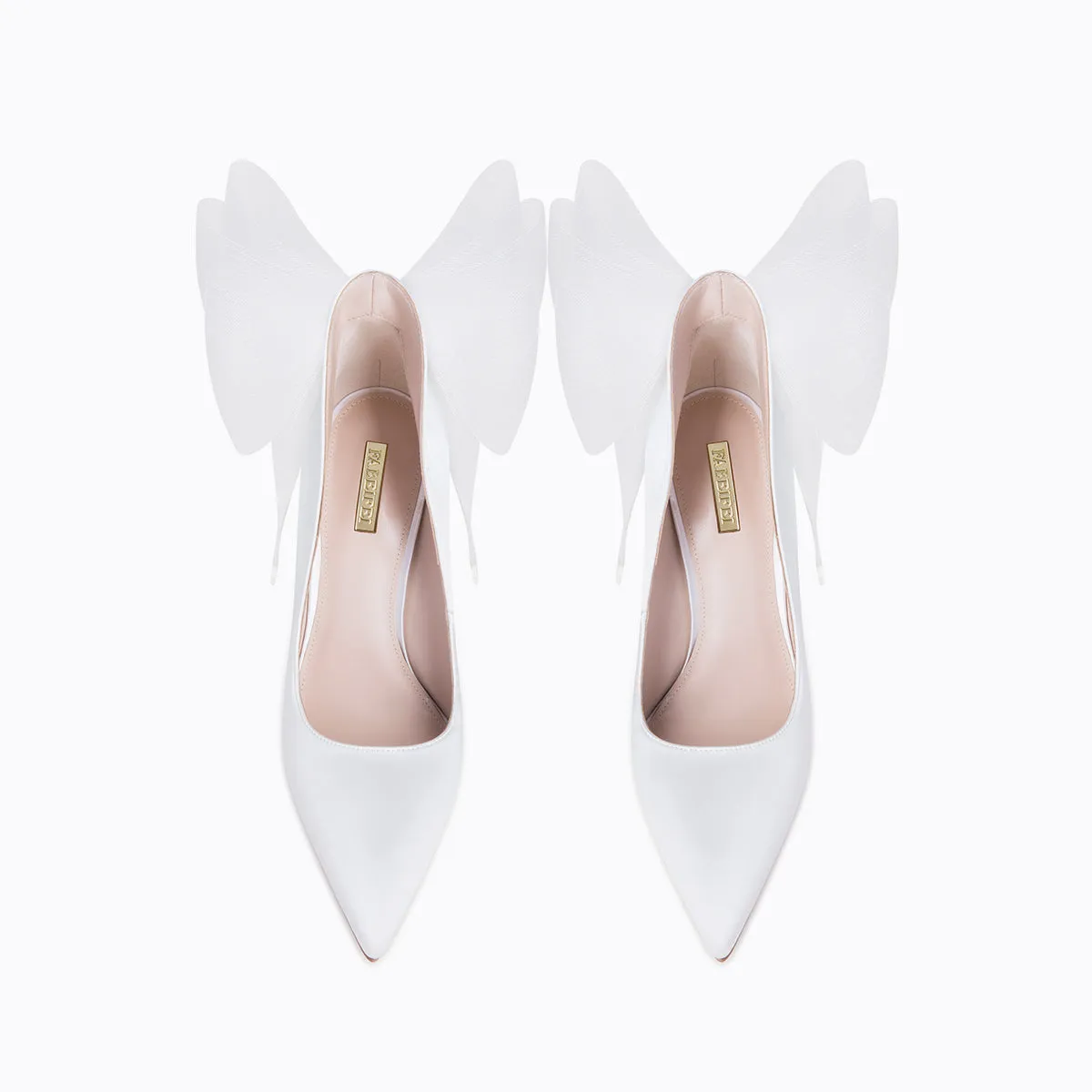 Fab Fei 2022 autumn and winter new pointed-toe silk cloth mesh bow high-heeled shoes- Mari Maxi
