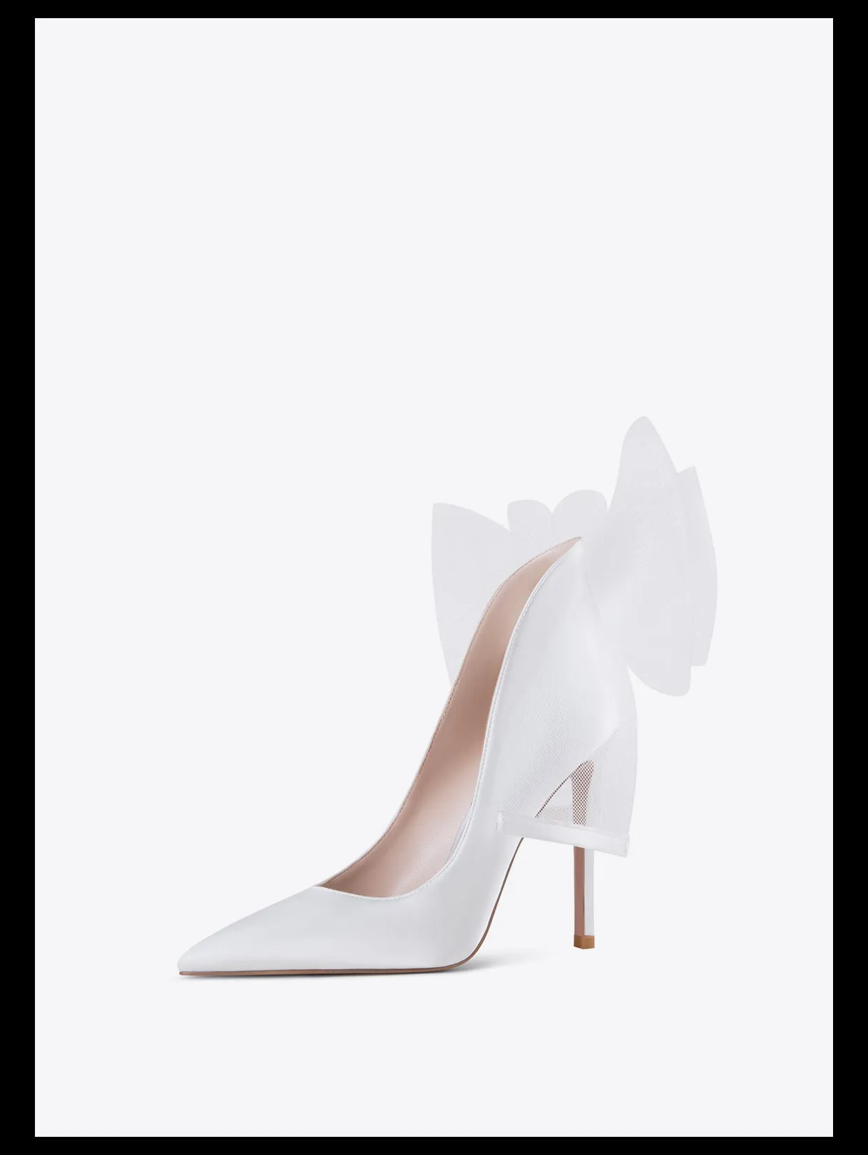 Fab Fei 2022 autumn and winter new pointed-toe silk cloth mesh bow high-heeled shoes- Mari Maxi