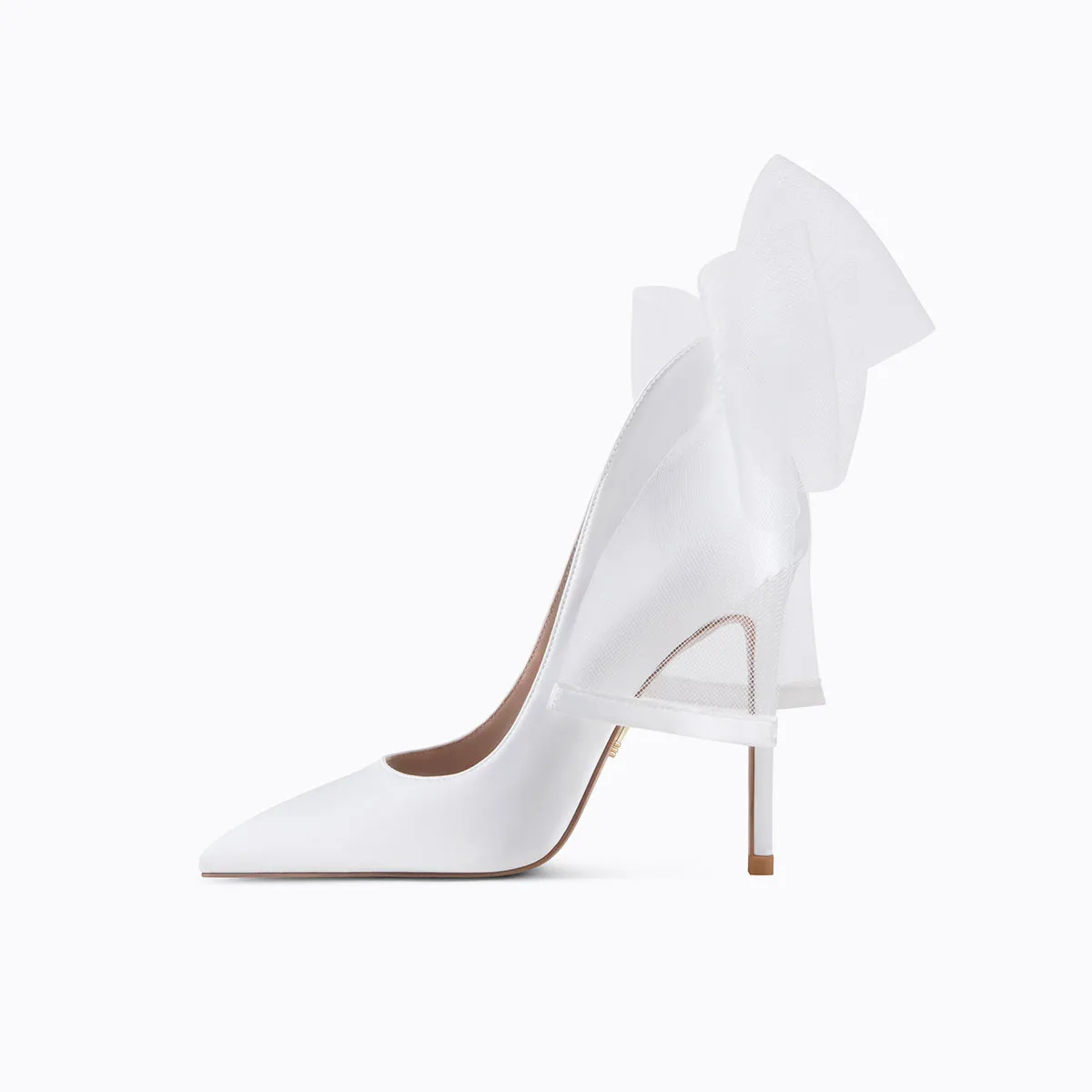 Fab Fei 2022 autumn and winter new pointed-toe silk cloth mesh bow high-heeled shoes- Mari Maxi