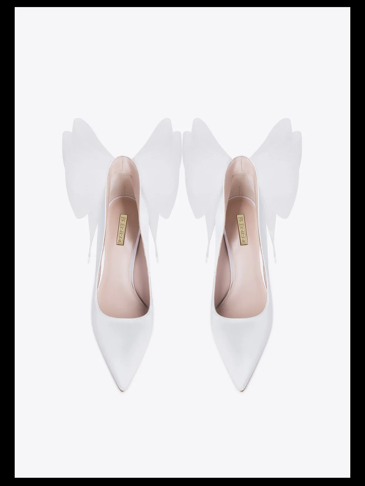 Fab Fei 2022 autumn and winter new pointed-toe silk cloth mesh bow high-heeled shoes- Mari Maxi